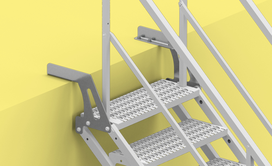 TAS stairs - aluminium upper foot that lowers final step